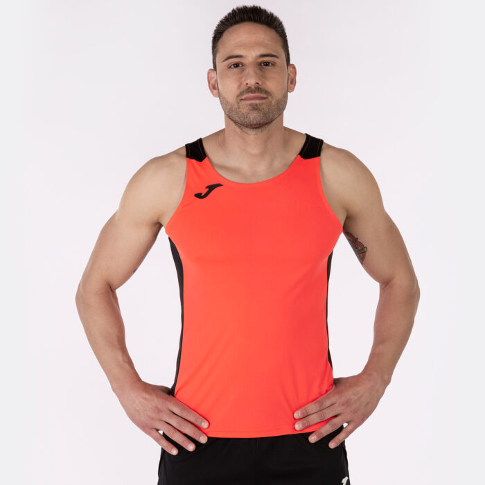 CAMISETA TIRANTES RECORD II CORAL FLÚOR NEGRO