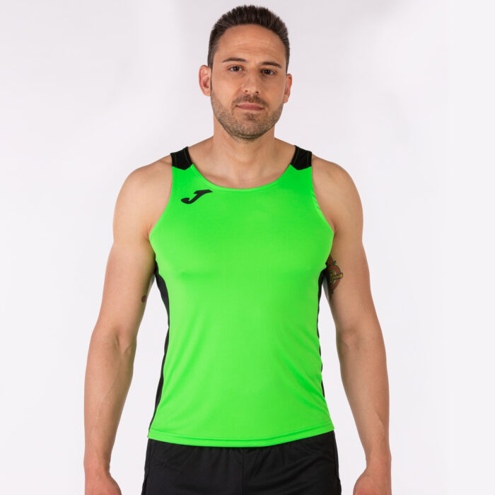 CAMISETA TIRANTES RECORD II VERDE FLÚOR NEGRO