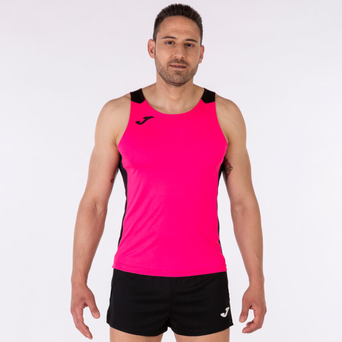 CAMISETA TIRANTES RECORD II ROSA FLÚOR NEGRO